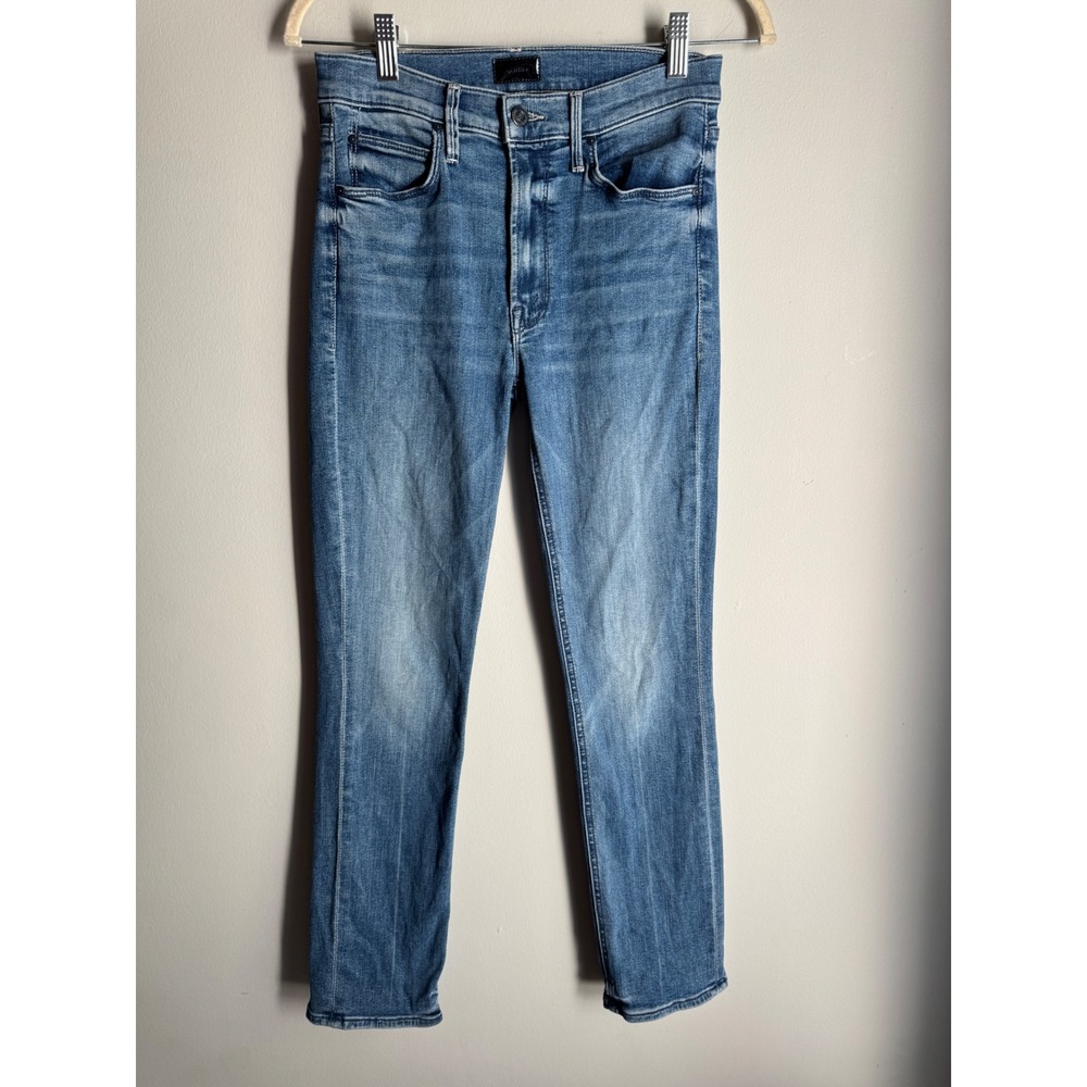 Mother The Mid Rise Dazzler Ankle Fray Jeans We The Animals Blue Size 26